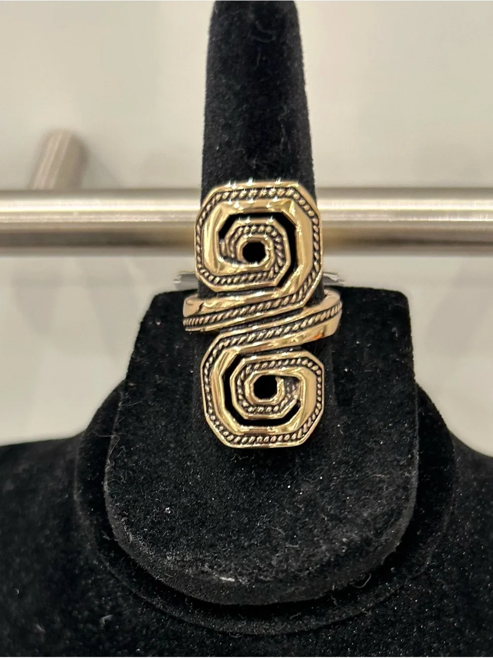Barse Gold-Tone Double Spiral Statement Ring